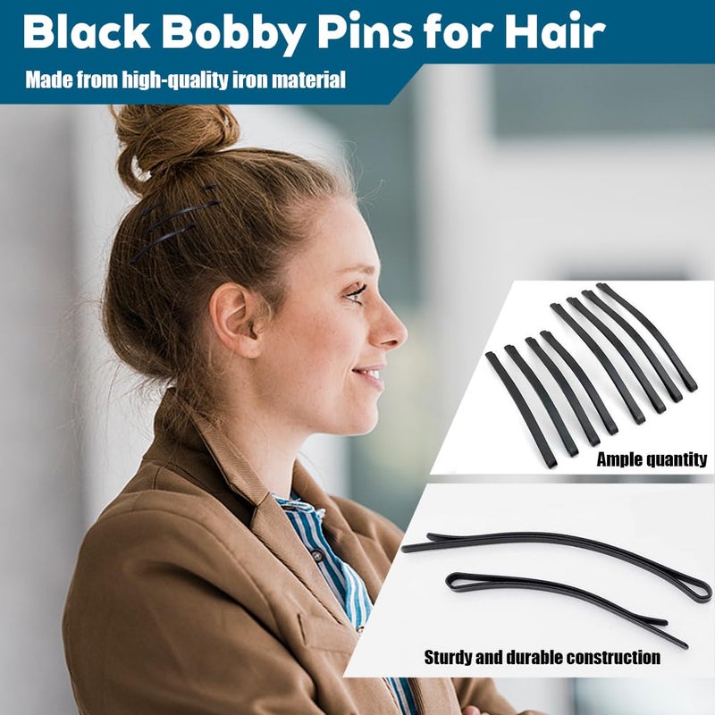 TRKETK 40 Pieces Elegant Black Curved Hair Pins Solid Metal Hair Clips Decorative Pins for Daily Wedding Bun and Bun - Image 3