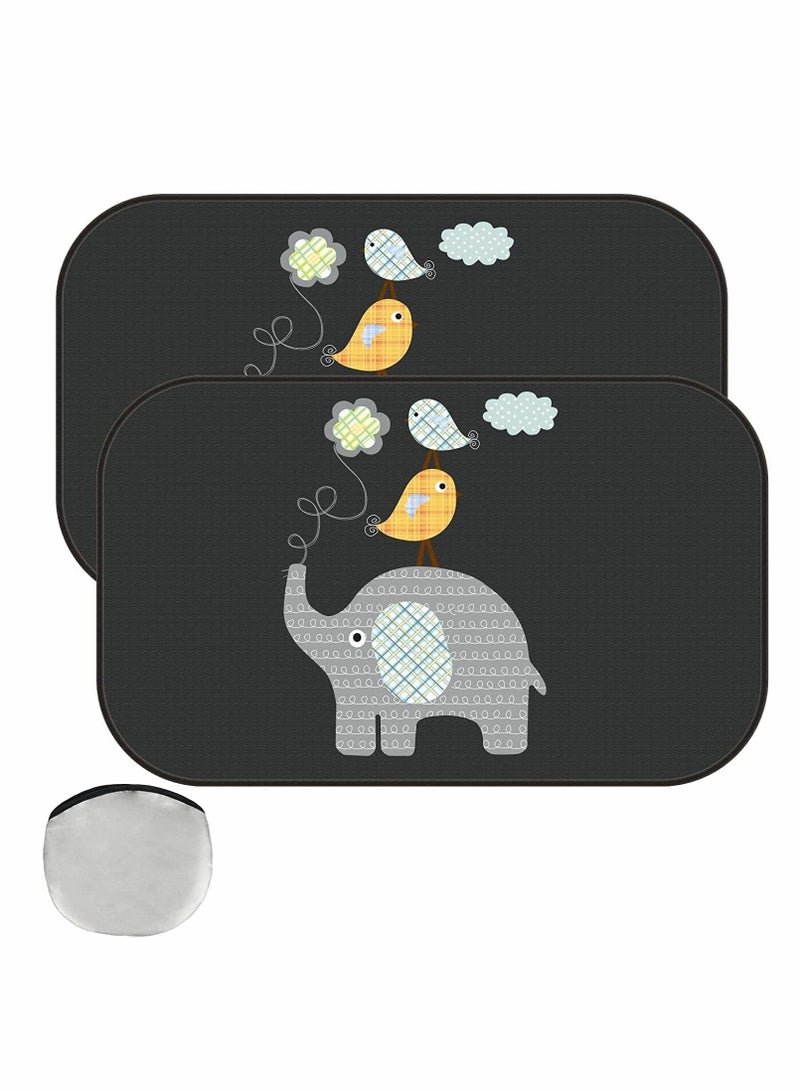 Y&D Car Sun Shade Window Shades for Kids Baby Pet UV Rays/Sunlight Protection Sunshades Shield Visor Adsorption Electrostatic Side Windscreen 2 Pack (Elephant)  - Image 1
