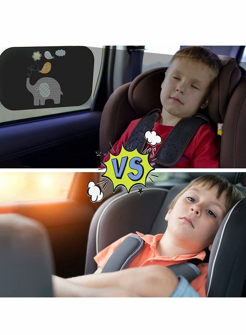 Y&D Car Sun Shade Window Shades for Kids Baby Pet UV Rays/Sunlight Protection Sunshades Shield Visor Adsorption Electrostatic Side Windscreen 2 Pack (Elephant)  - Image 3