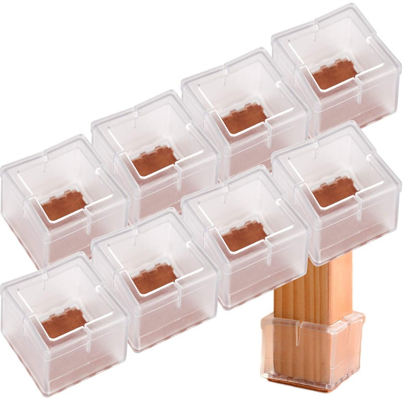 Metal Chair Leg Floor Protectors wMetal Sheet Chair Leg Caps Chair Leg Covers for Hardwood Floor Metal Iron Steel Sharp Heavy FurnitureClear 16 Pack