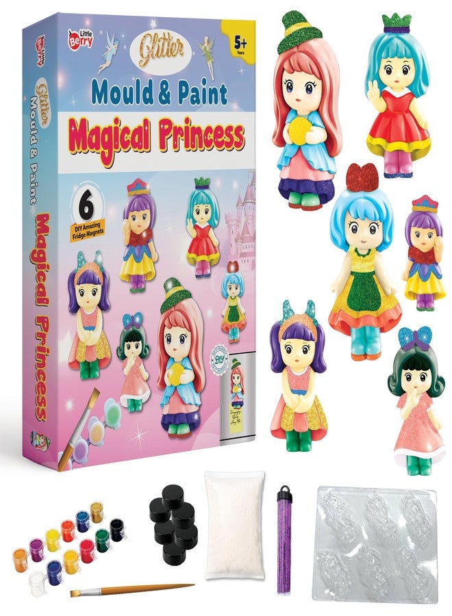 Little Berry DIY Art and Craft Items | Mould & Paint Princess Craft Set | Make 6 Glitter Fridge Magnets | Fun Art & Craft Kit for Girls & Boys 3-10 Years | DIY Crafting Toys & Gifts for Children - Image 1
