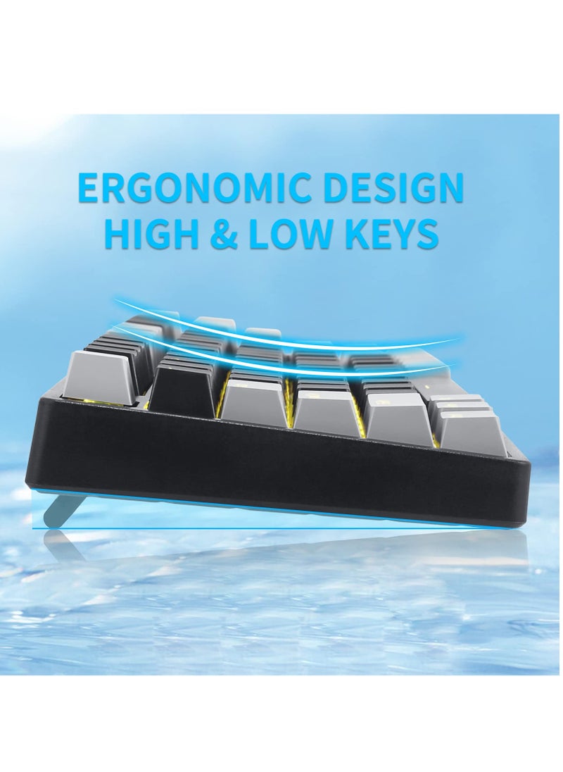 87keys Mechanical Gaming Keyboard, Compact Wired Keyboard, Hot-Swap Socket, with Yellow Blacklight, Black Grey-Blue Switches