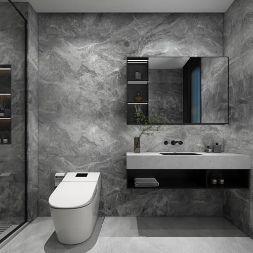 TOTIO Gray Marble Contact Paper Textured Grey Granite Wallpaper Peel Stick Countertop Contact Paper Removable Waterproof Adhesive Thick Matte Marble Look Wall Paper Roll Kitchen Table Vinyl Wrap - Image 3
