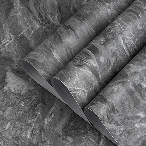 TOTIO Gray Marble Contact Paper Textured Grey Granite Wallpaper Peel Stick Countertop Contact Paper Removable Waterproof Adhesive Thick Matte Marble Look Wall Paper Roll Kitchen Table Vinyl Wrap - Image 1