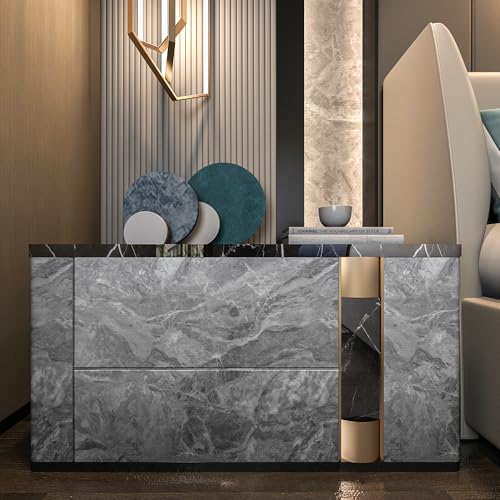 TOTIO Gray Marble Contact Paper Textured Grey Granite Wallpaper Peel Stick Countertop Contact Paper Removable Waterproof Adhesive Thick Matte Marble Look Wall Paper Roll Kitchen Table Vinyl Wrap - Image 4