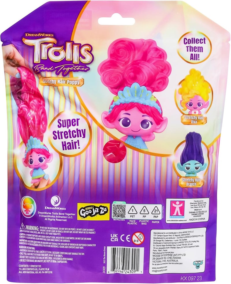 Trolls DREAMWORKS TROLLS Band Together Squishy Stretchy GlitterFilled Hair Doll  Stretchy Hair Poppy - Image 4