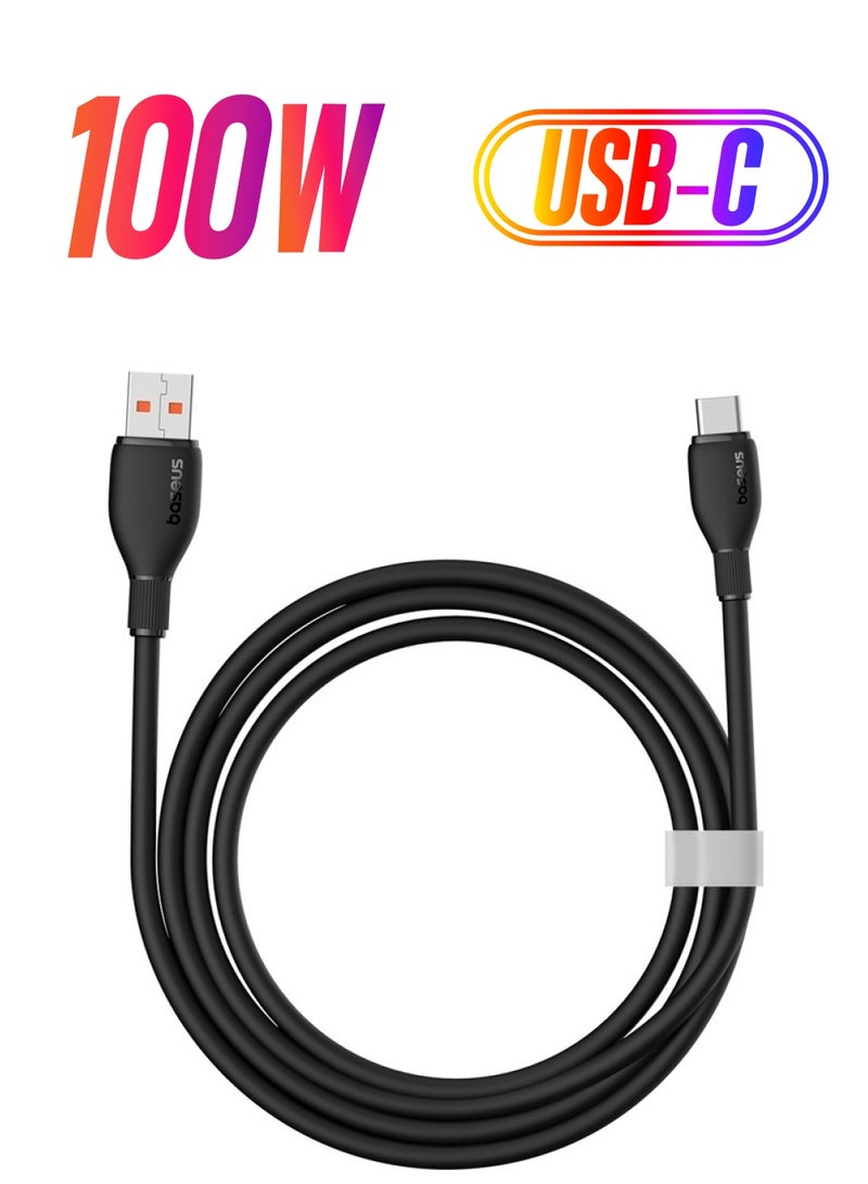 بيسوس كابل شاحن USB A إلى USB C بقوة 100 واط، (1.2 متر) كابل بيانات شحن سريع 6A PD من النوع C لهاتف iPhone 15/15 Plus/15 Pro Max/MacBook Pro Samsung S22/21/20/Note20 وجميع الهواتف المحمولة من النوع C - Image 1