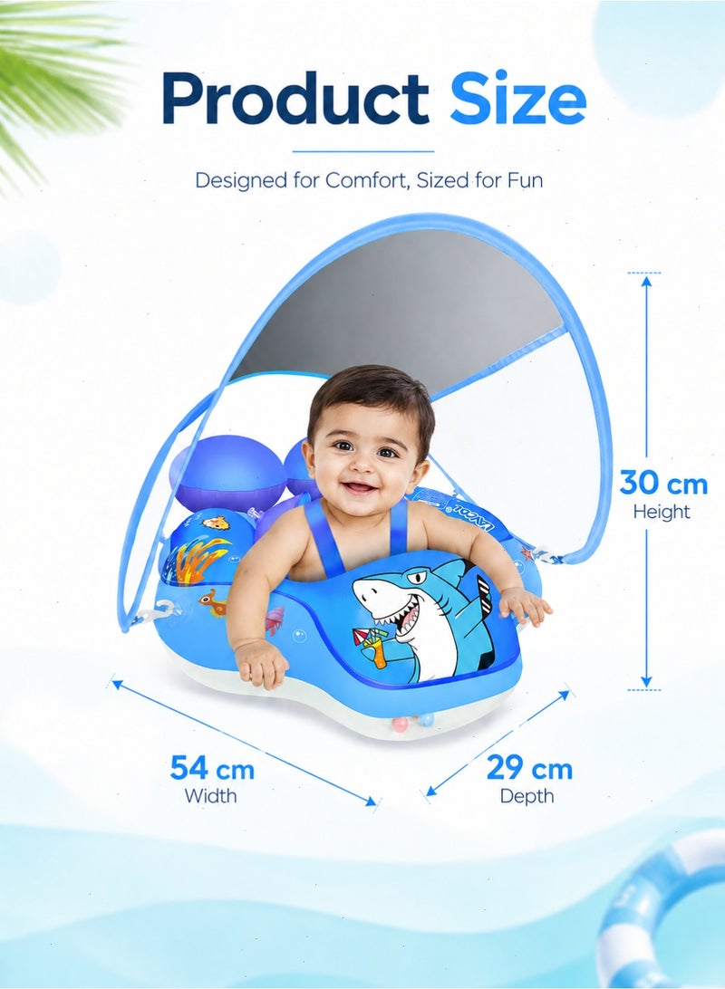 Yoawllty Baby Inflatable Swim Ring with Removable UPF50+ Sun Canopy, 5‑Point Safety Buckle Anti‑Flip Toddler Float for Pool & Beach, Suitable for 3‑36 Months - Image 2