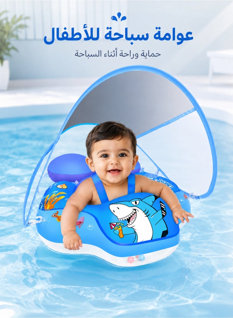 Yoawllty Baby Inflatable Swim Ring with Removable UPF50+ Sun Canopy, 5‑Point Safety Buckle Anti‑Flip Toddler Float for Pool & Beach, Suitable for 3‑36 Months - Image 1
