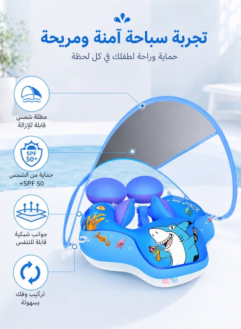 Yoawllty Baby Inflatable Swim Ring with Removable UPF50+ Sun Canopy, 5‑Point Safety Buckle Anti‑Flip Toddler Float for Pool & Beach, Suitable for 3‑36 Months - Image 4