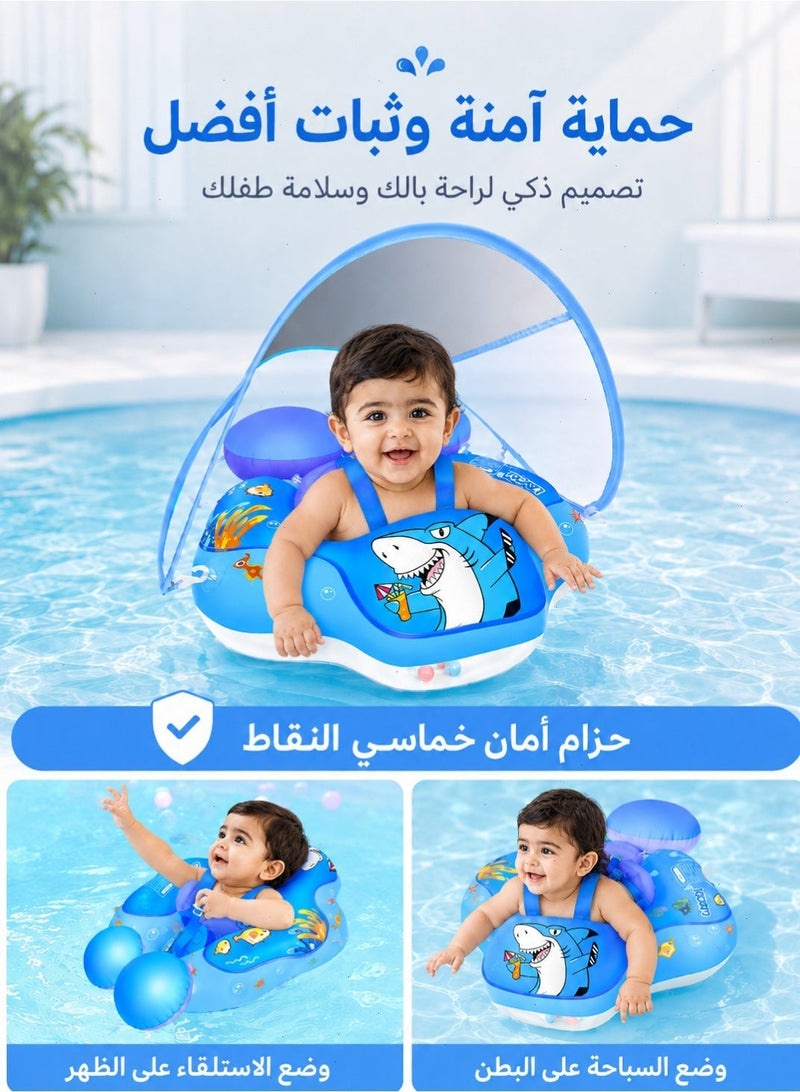 Yoawllty Baby Inflatable Swim Ring with Removable UPF50+ Sun Canopy, 5‑Point Safety Buckle Anti‑Flip Toddler Float for Pool & Beach, Suitable for 3‑36 Months - Image 3