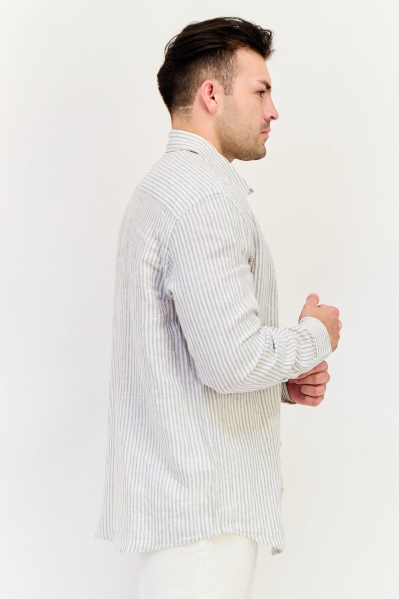 Celio Men Regular Fit Stripe Long Sleeve Casual Shirt, Multicolor - Image 2