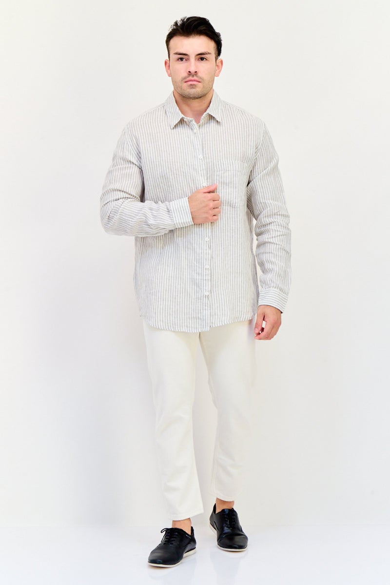 Celio Men Regular Fit Stripe Long Sleeve Casual Shirt, Multicolor - Image 3