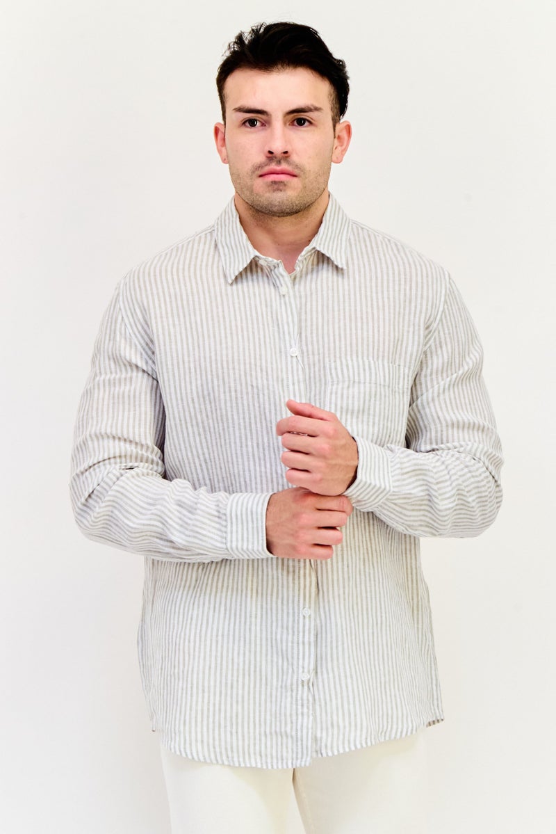 Celio Men Regular Fit Stripe Long Sleeve Casual Shirt, Multicolor - Image 1