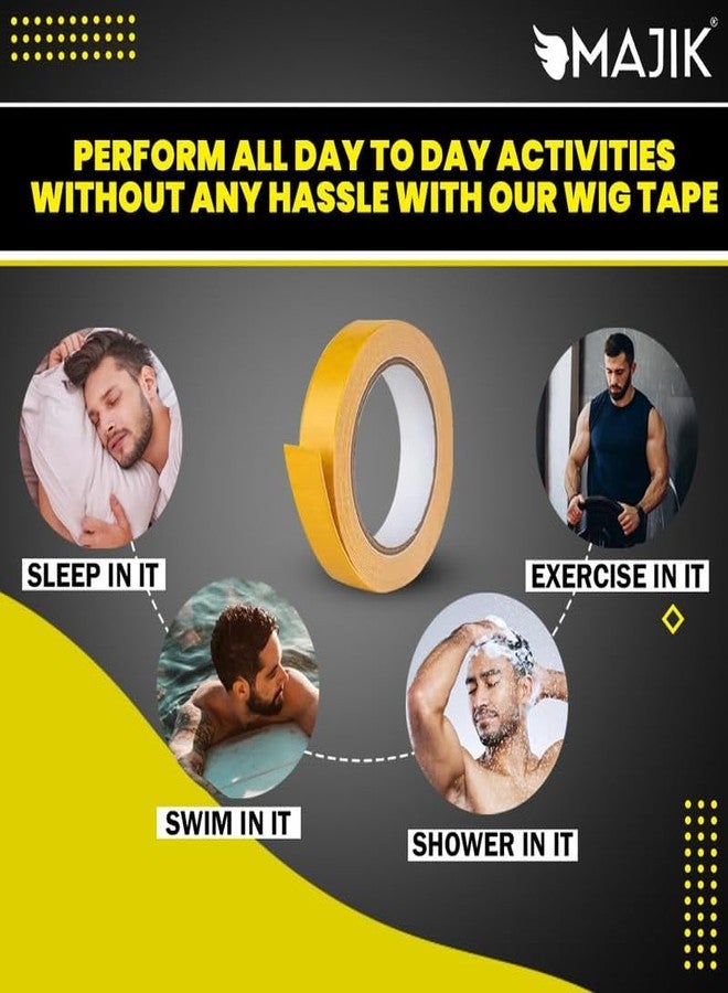 MAJIK Cotton Double Sided Waterproof Hair Wig Tape Roll for Hair Wig, Patch, Toupee,Yellow (30 MTR) - Image 4