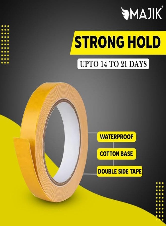 MAJIK Cotton Double Sided Waterproof Hair Wig Tape Roll for Hair Wig, Patch, Toupee,Yellow (30 MTR) - Image 2