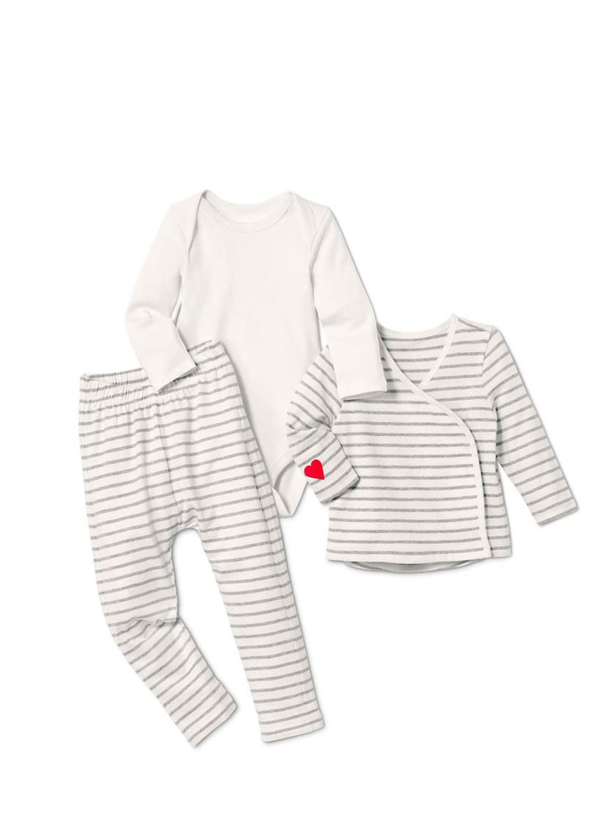 Tchibo - Toddlers Boy 3 Pieces Stripe Starter Set, Grey - Image 1