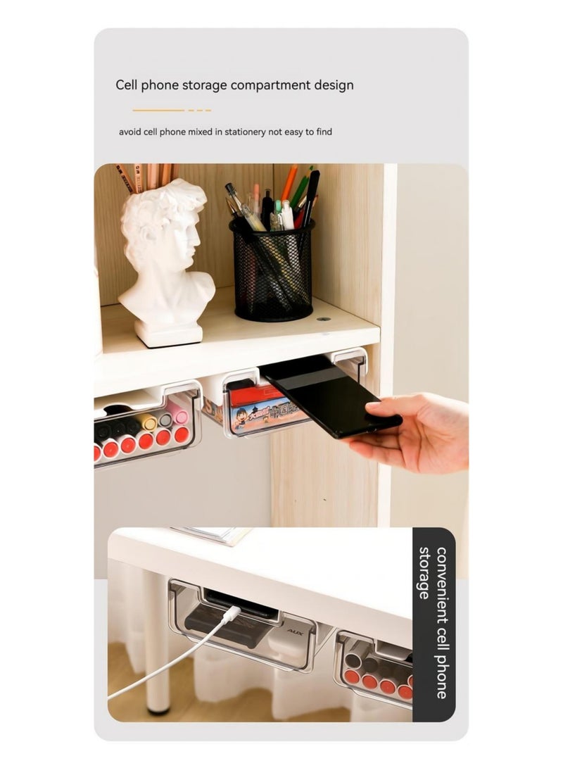 Under Desk Invisible Drawer Storage Box, Storage Stationery Sundries, Desktop Organiser - Image 2