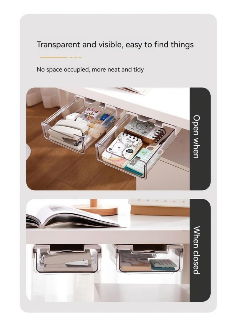 Under Desk Invisible Drawer Storage Box, Storage Stationery Sundries, Desktop Organiser - Image 3