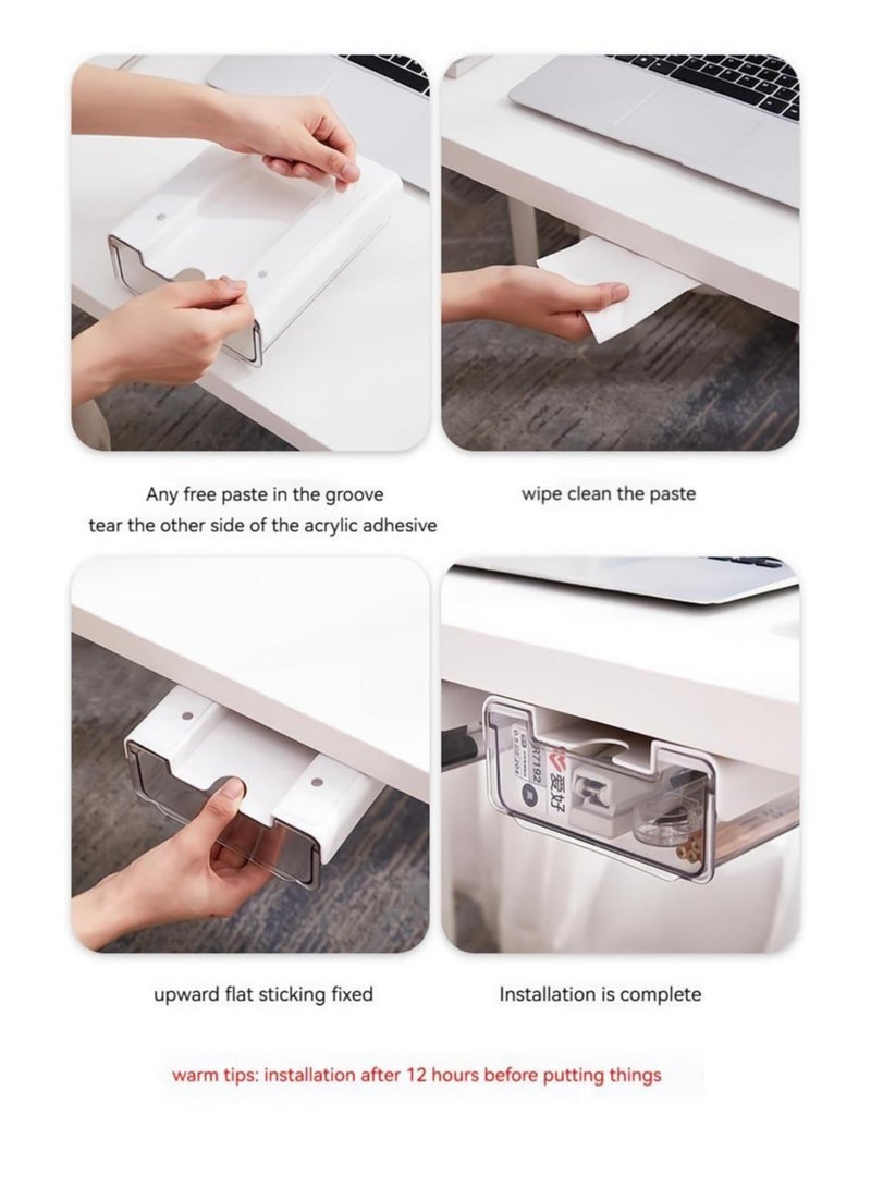 Under Desk Invisible Drawer Storage Box, Storage Stationery Sundries, Desktop Organiser - Image 5