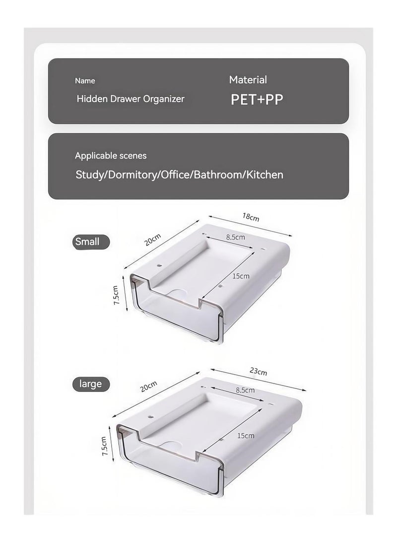 Under Desk Invisible Drawer Storage Box, Storage Stationery Sundries, Desktop Organiser - Image 4