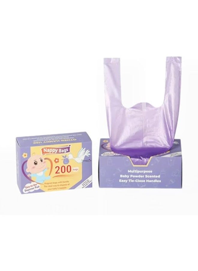 UREVO Portable Biodegradable Disposable Diaper Wet Waste Bag (200pcs/box) Baby Powder Scented Diaper Wet Waste Bag Vest Design Baby Diaper Bag Suitable for Travel and Daily Use - Image 1