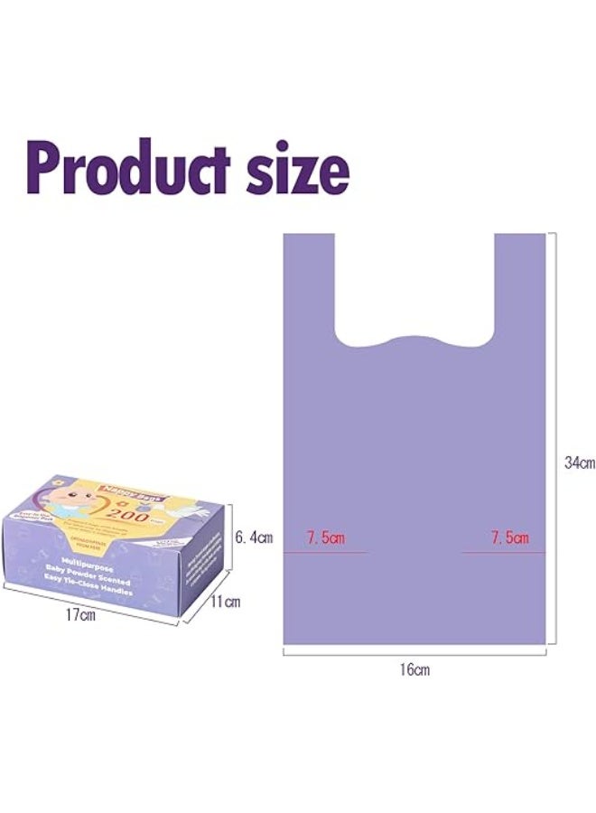 UREVO Portable Biodegradable Disposable Diaper Wet Waste Bag (200pcs/box) Baby Powder Scented Diaper Wet Waste Bag Vest Design Baby Diaper Bag Suitable for Travel and Daily Use - Image 2