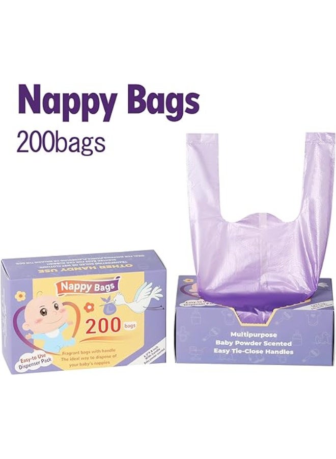 UREVO Portable Biodegradable Disposable Diaper Wet Waste Bag (200pcs/box) Baby Powder Scented Diaper Wet Waste Bag Vest Design Baby Diaper Bag Suitable for Travel and Daily Use - Image 5