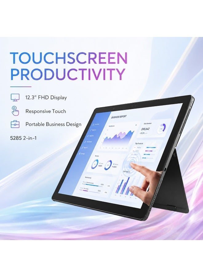 لابتوب 2 في 1 بشاشة لمس 12.3 بوصة FHD ومعالج Intel Core i5 7300U وذاكرة 8 جيجابايت وSSD 256 جيجابايت ونظام Windows 11 Pro مع لوحة مفاتيح وحقيبة وماوس وحامل لابتوب - Image 3