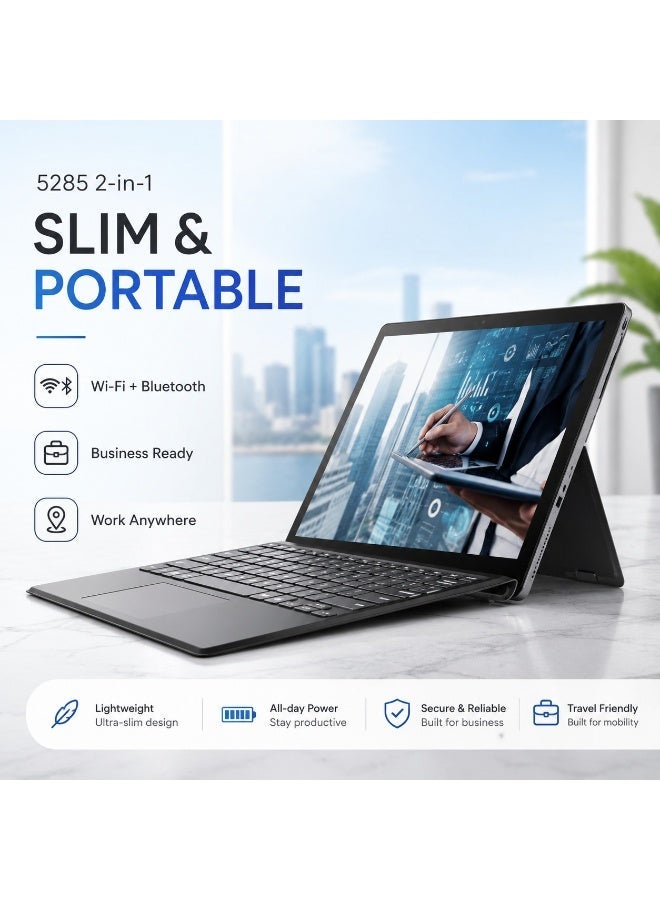 لابتوب 2 في 1 بشاشة لمس 12.3 بوصة FHD ومعالج Intel Core i5 7300U وذاكرة 8 جيجابايت وSSD 256 جيجابايت ونظام Windows 11 Pro مع لوحة مفاتيح وحقيبة وماوس وحامل لابتوب - Image 4