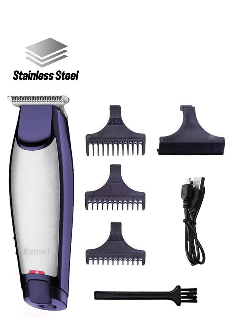kemel KEMEI Men's Self-Cut Hair Trimmer Waterproof Cordless Rechargeable Hair Cutting Clippers Groomer with Stainless Steel  - Image 1