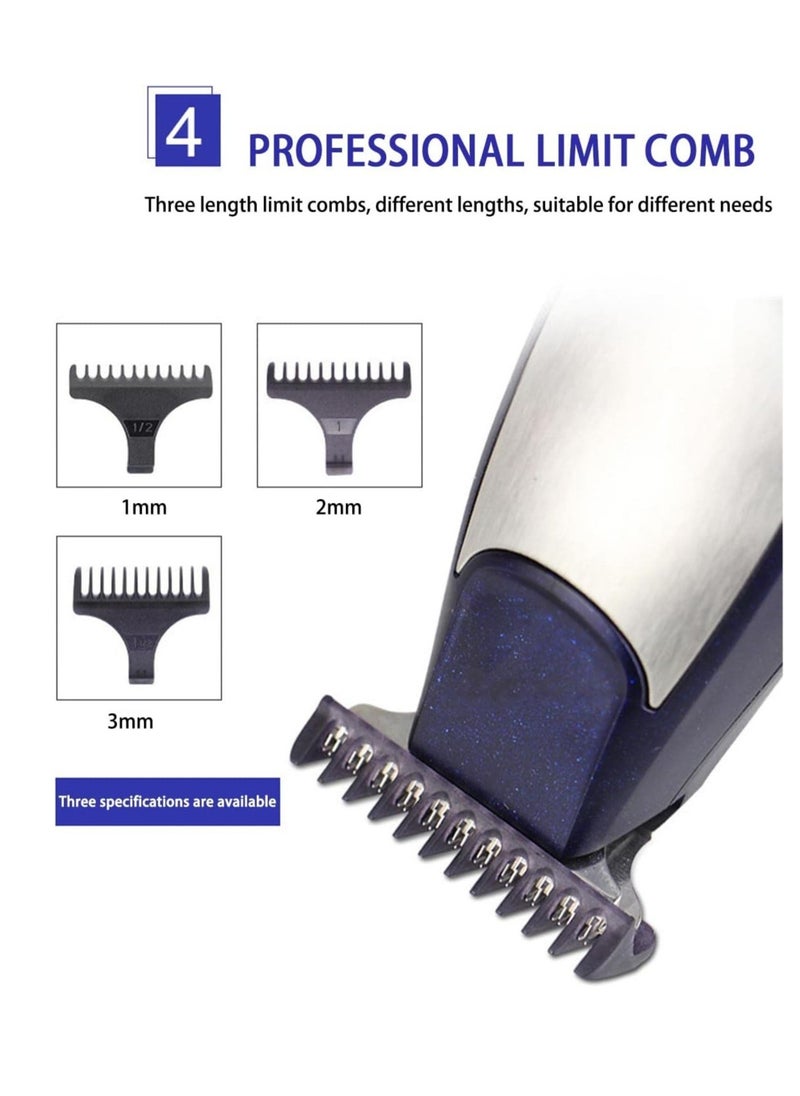 kemel KEMEI Men's Self-Cut Hair Trimmer Waterproof Cordless Rechargeable Hair Cutting Clippers Groomer with Stainless Steel  - Image 5