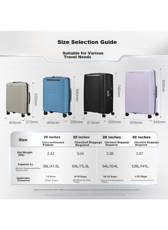 Samsonite حقيبة سفر سامسونايت بسعة كبيرة مقاس 28 بوصة، لون رمادي-أخضر فاتح، بنمط موجي، مع قفل تركيبي - Image 2