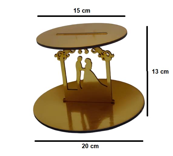 T H Bake Ware Wooden Cake Spacer Couple In Frame Design Tier, Cake Spacer Separator Stands, For Couple Celebration Design Shape (Pack of 1 Rectangular  - Image 2