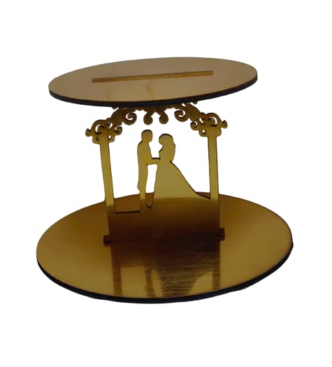 T H Bake Ware Wooden Cake Spacer Couple In Frame Design Tier, Cake Spacer Separator Stands, For Couple Celebration Design Shape (Pack of 1 Rectangular  - Image 1
