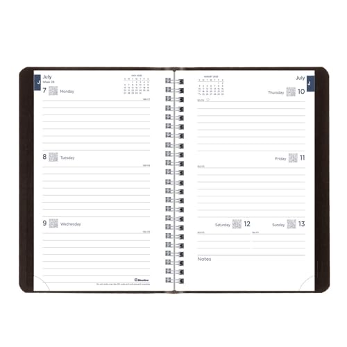 Blueline® Essential Academic Weekly/Monthly Planner, 13 Months, July 2025 to July 2026, Twin-Wire Binding, Soft Vicuana Cover, 8" x 5", Black (CA101.BLK-26) - Image 2