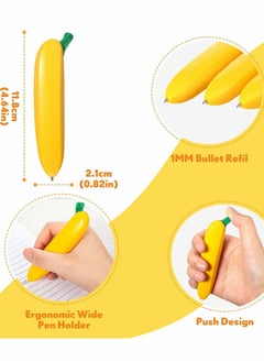 Y&D Novelty Banana Pens, Push-Type Writing Ballpoint Cool Stationery for School, 12 pcs  - Image 4