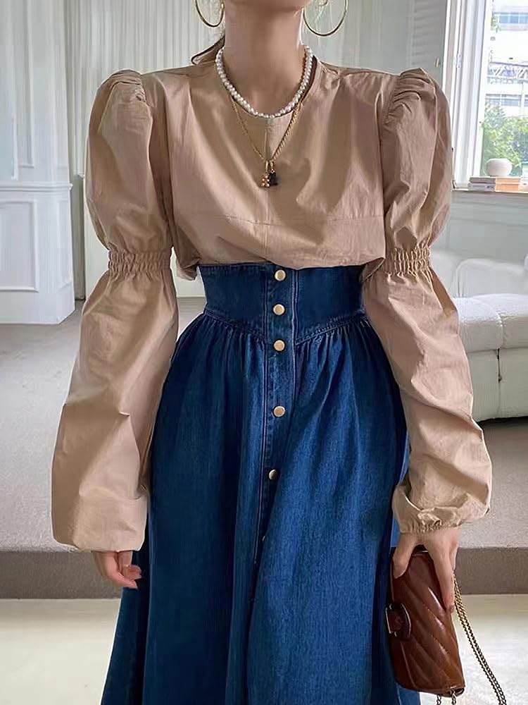 utcoco Women's High Waist Long Denim Skirt Button Down Swing A-Line Jean Maxi Skirt with Pockets (Small, Dark Blue) - Image 3