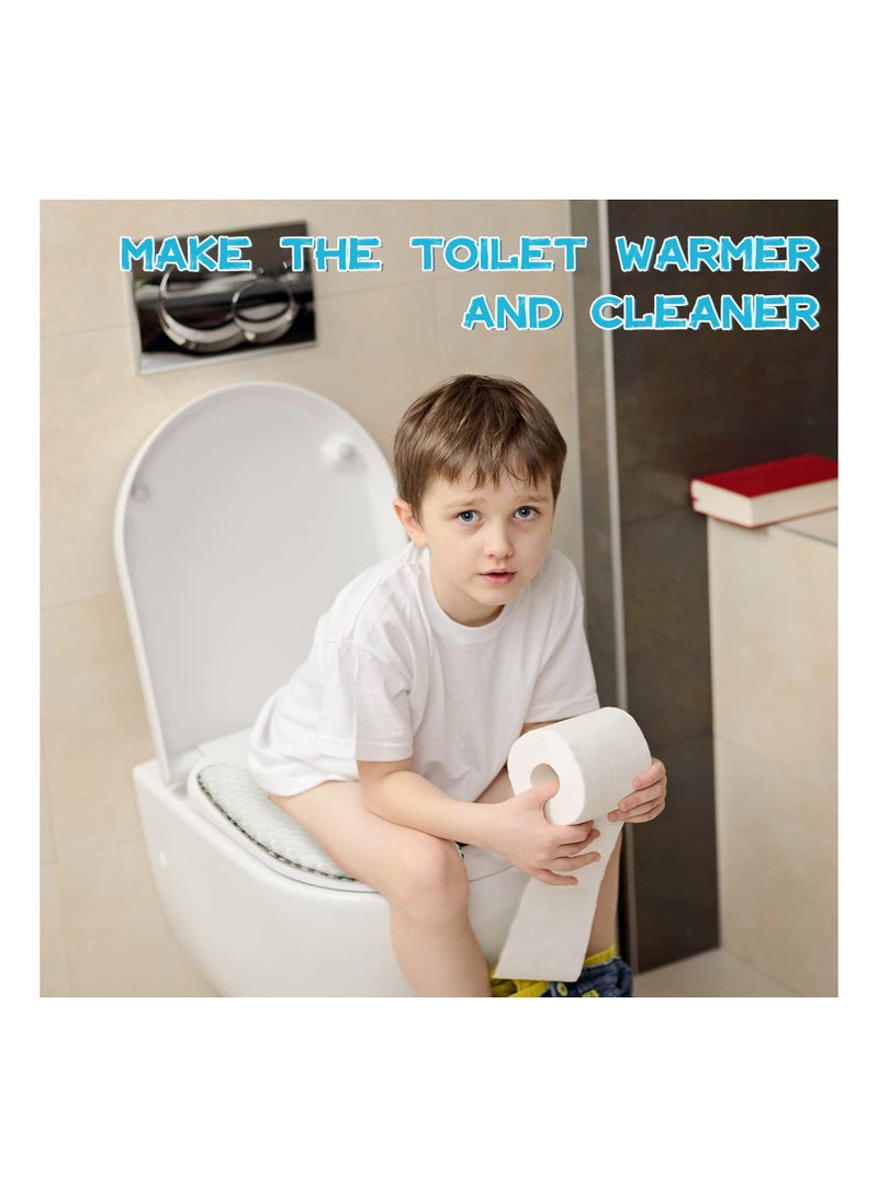 SYOSI Washable Toilet Seat Covers Mat, Thick Padded Warm Plush Toilet Seat Cushion, with Self Adhesive Tape for Bathroom Non Slip Soft Toilet Cover Home Bathroom Supplies, for Dormitory, School(4 Pairs)  - Image 4