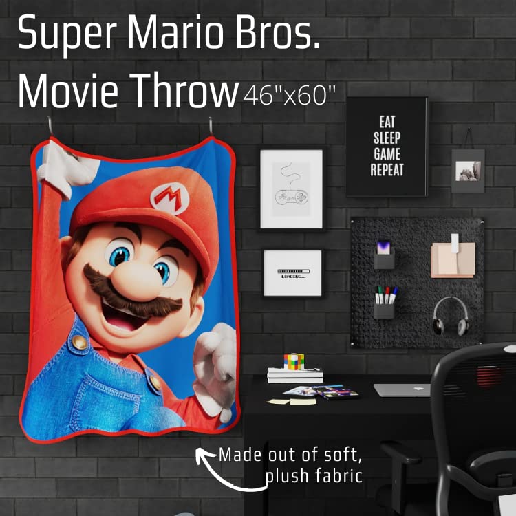 Franco Franco The Super Mario Bros. Movie Kids Bedding Super Soft Micro Raschel Throw  46 in x 60 in  (100% Official Licensed Product)  - Image 2