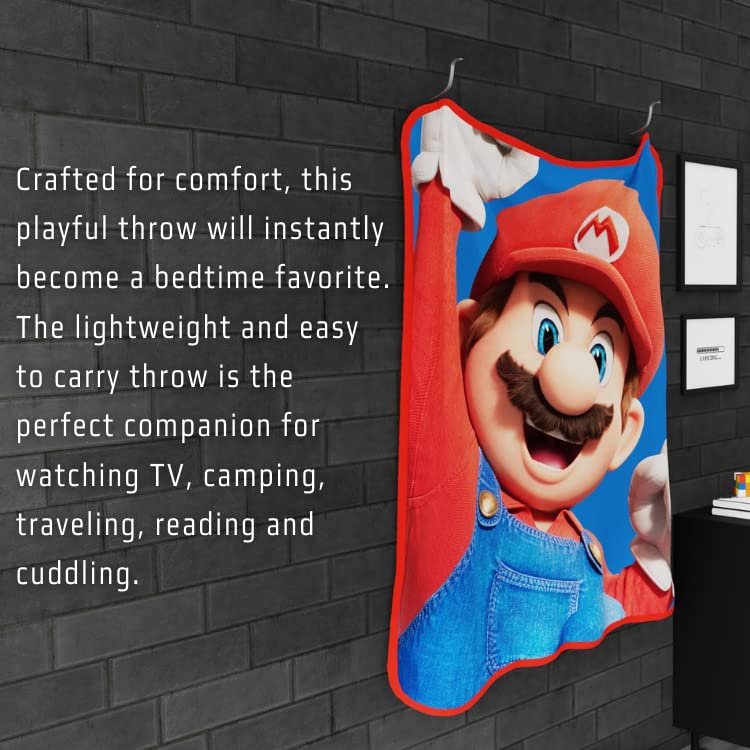 Franco Franco The Super Mario Bros. Movie Kids Bedding Super Soft Micro Raschel Throw  46 in x 60 in  (100% Official Licensed Product)  - Image 3
