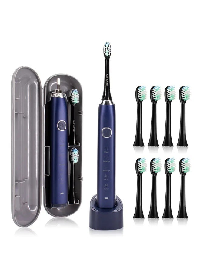 general Electric Toothbrush, Sonic Type for Adults & Teens, 8 Brush Heads, Travel Case, 6 Modes, 40000 VPM Electric Motor, IPX7 Waterproof, 2 Minutes Timer, Wireless Charging, One Charge for 100 Days（Blue） - Image 1