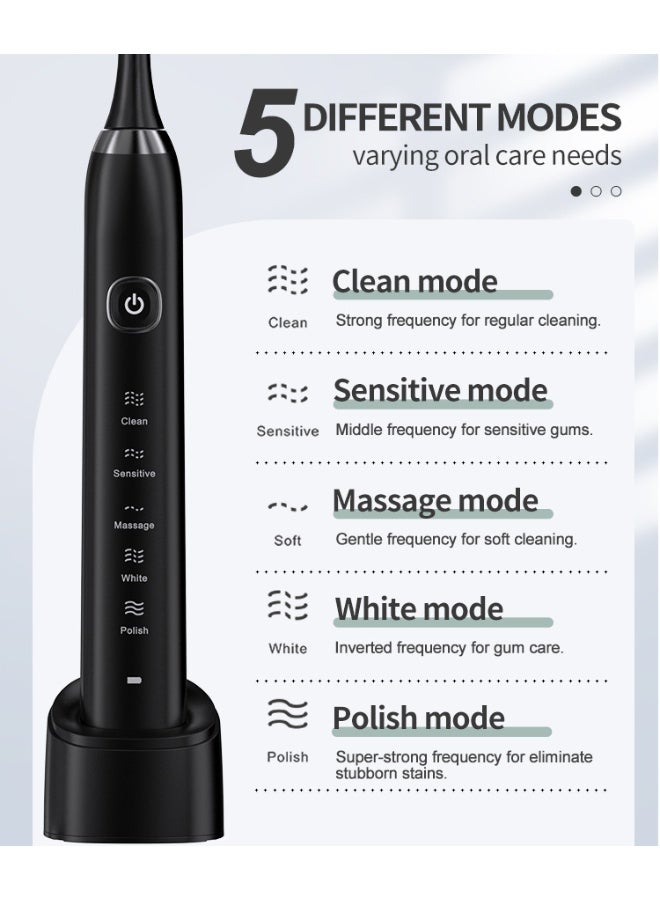 general Electric Toothbrush, Sonic Type for Adults & Teens, 8 Brush Heads, Travel Case, 6 Modes, 40000 VPM Electric Motor, IPX7 Waterproof, 2 Minutes Timer, Wireless Charging, One Charge for 100 Days（Blue） - Image 4