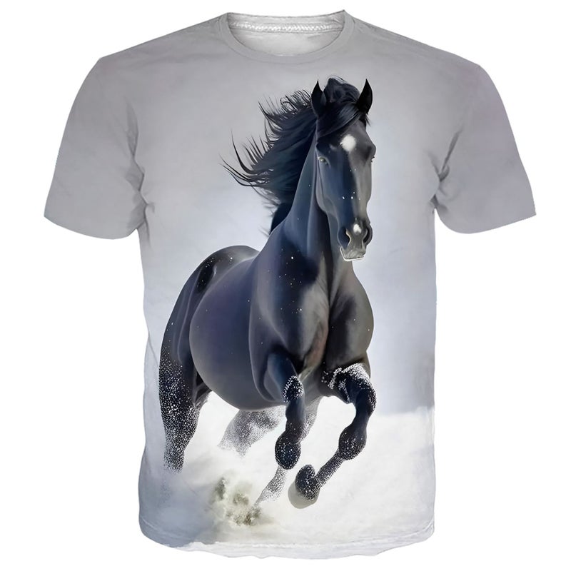 Export 3D Digital Printing Men'S Short-Sleeved Tops Casual Horse Animal T-Shirts - Image 3