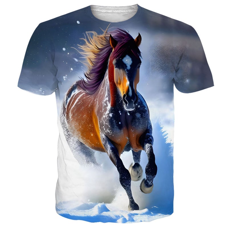 Export 3D Digital Printing Men'S Short-Sleeved Tops Casual Horse Animal T-Shirts - Image 5