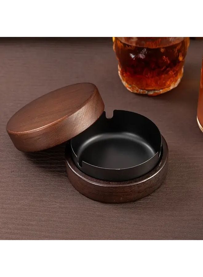 Vintage Silvery Ashtray Portable Smoking Tray with Cover for Home Office Car Outdoor - Image 4