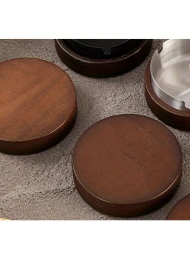 Vintage Silvery Ashtray Portable Smoking Tray with Cover for Home Office Car Outdoor - Image 2