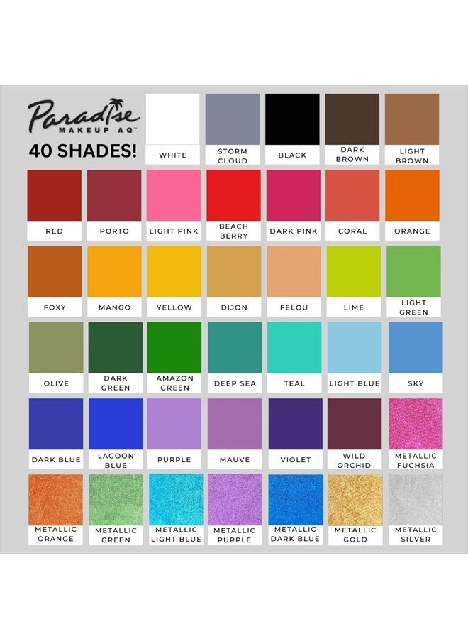 mehron Makeup Paradise Makeup AQ Pro Size | Perfect for Stage & Screen Performance, Face & Body Painting, Special FX, Beauty, Cosplay, and Halloween | Water Activated Face Paint & Body Paint 1.4 oz (4  - Image 5