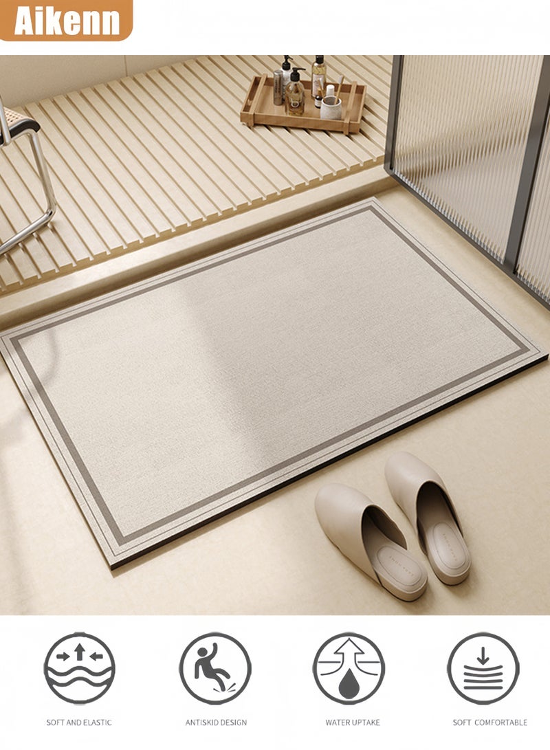 Aikenn Bathroom Mats Anti-Slip Absorbent Floor Mats Non-Slip Carpet Rubber Kitchen Sink Floor Door Mats Quick Dry Non-Slip Absorbent Washable Comfortable Room Toilet Mats Waterproof Carpet Set Elegant Shower Stool Mat - Image 1