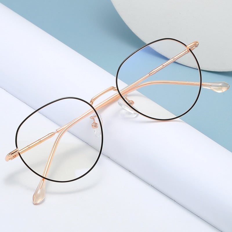2021 New Simple Metal Glasses Frame Classic Ultra Light Retro Frame Flat Lens Can Be Equipped With Myopia D2998 - Image 3